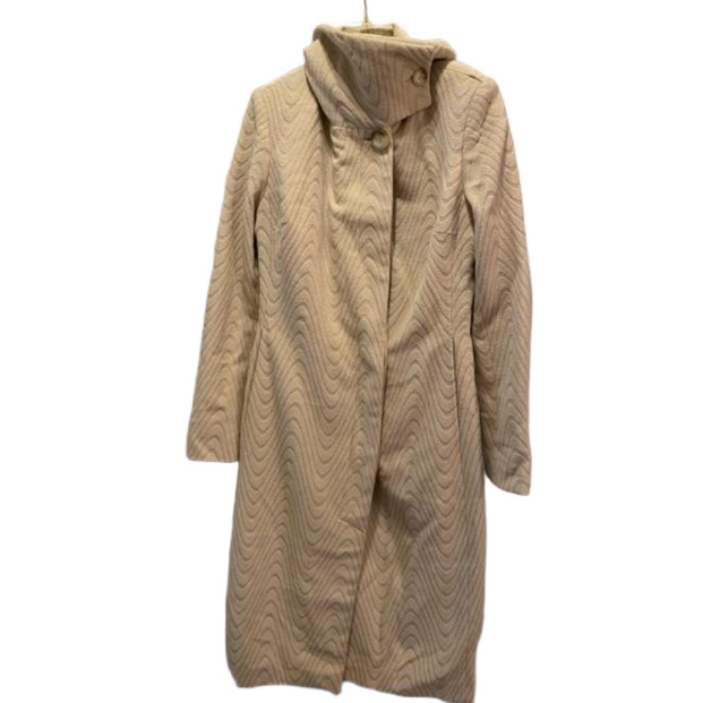 Vintage Paul Ho Haute Couture Angora Lambswool Blend Trench Coat M Funnel Neck